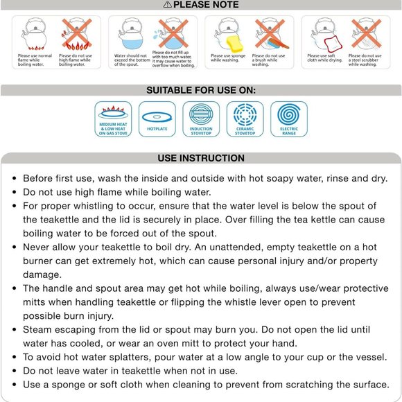 Whistling Tea Kettle for Stove Top Enamel on Steel Teakettle, Supreme Housewares - Picture 5 of 6